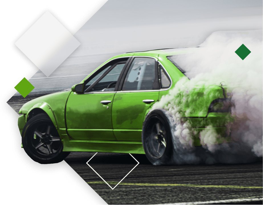 green race car drifting